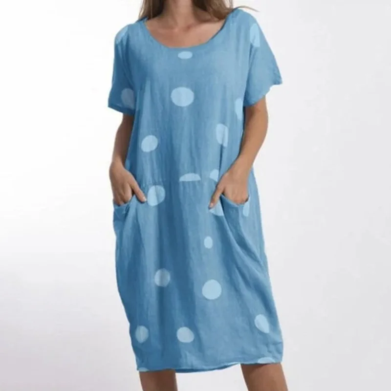 Polka Dot Printing Retro Fashion Loose Casual Pocket Practical Versatile Short Sleeve Round Neck Simple And Generous Dress
Polka Dot Printing Retro Fashion Loose Casual Pocket Practical Versatile Short Sleeve Round Neck Simple And Generous Dress