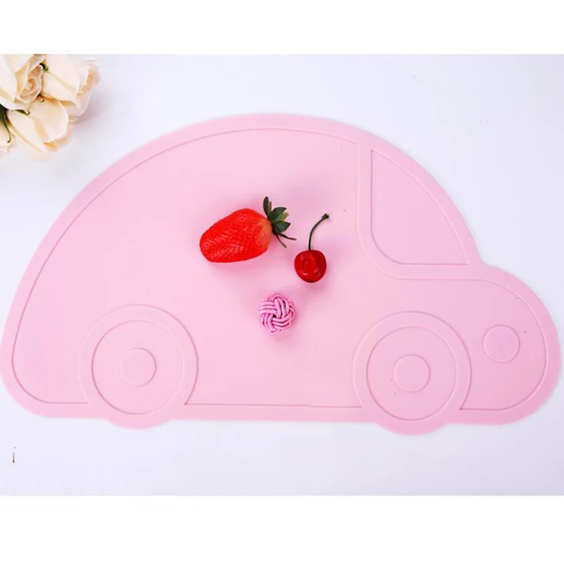 

Baby Kids Placemat Cartoon Car Shape Silicone Dining Mat Pad Heat Resistance Dishes Children Feeding Tableware