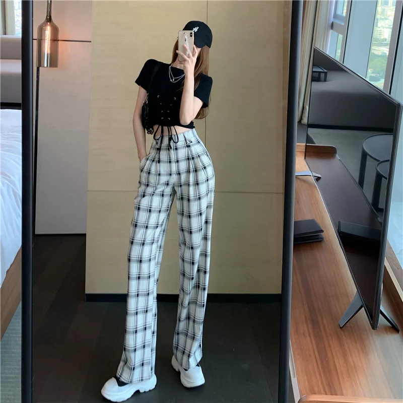 New Fashion Design Short Top + High Waist Straight Pants Plaid Mopping Pants Two-Piece Set
New Fashion Design Short Top + High Waist Straight Pants Plaid Mopping Pants Two-Piece Set
