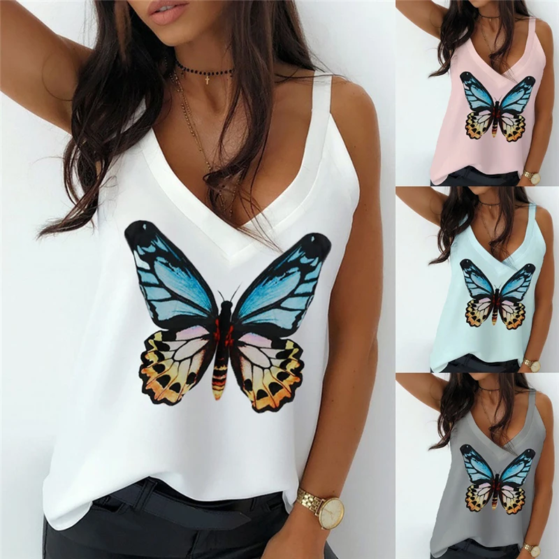 2021 Summer Loose V Neck Tank Tops 2021 Women's Blue Butterfly Printed Vests Ladies Camis new S-
2021 Summer Loose V Neck Tank Tops 2021 Women's Blue Butterfly Printed Vests Ladies Camis new S-