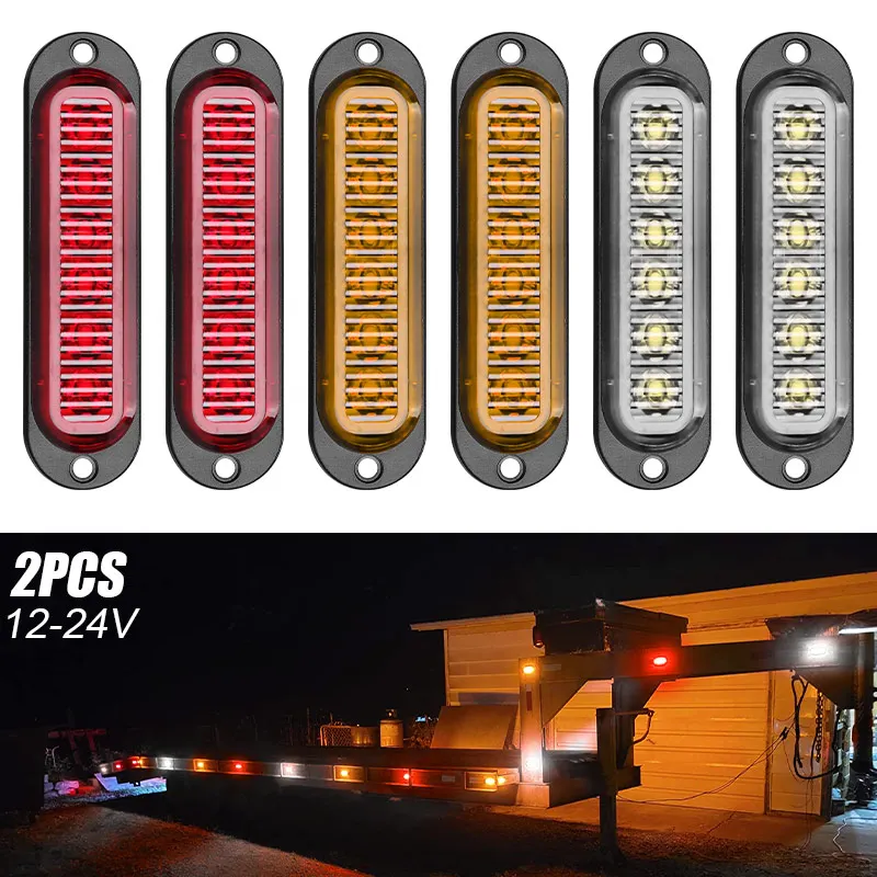 2pcs 6LED Side Marker light Yellow RED truck Trailer rear Tail lights Side Marker Light Lamp 12V 24V for Car Bus Trailers boat
2pcs 6LED Side Marker light Yellow RED truck Trailer rear Tail lights Side Marker Light Lamp 12V 24V for Car Bus Trailers boat