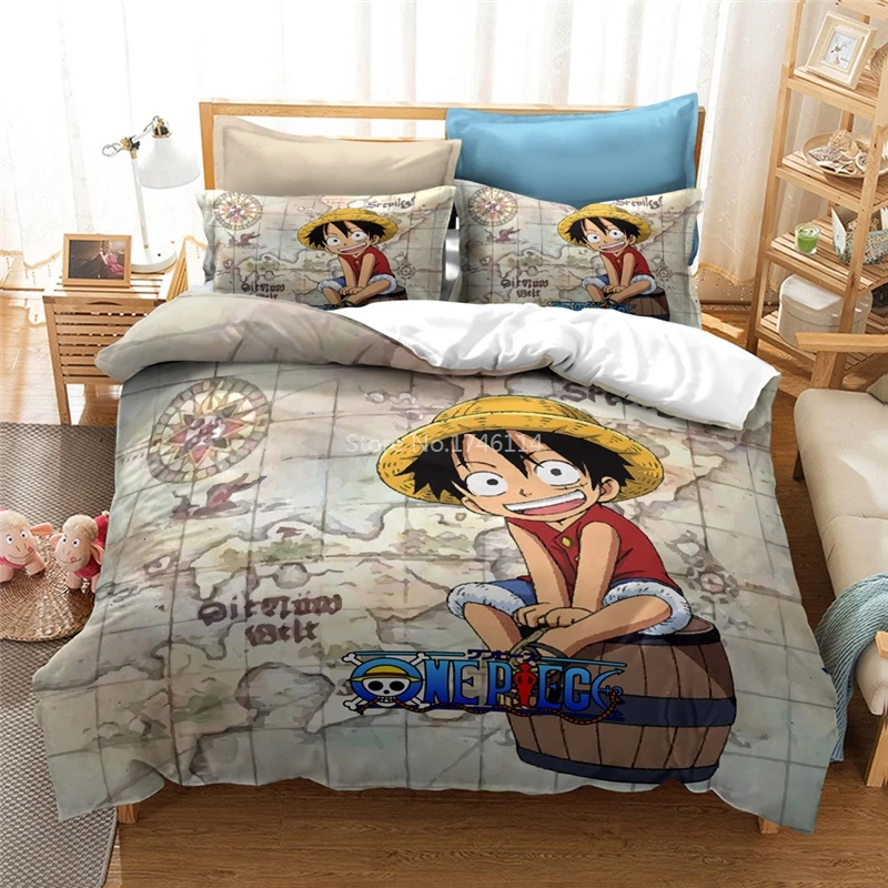 

3D One Piece Cartoon Duvet Cover Set Anime Monkey D. Luffy Printed Bedding Set Home Textile Twin Full Queen King Super King Size