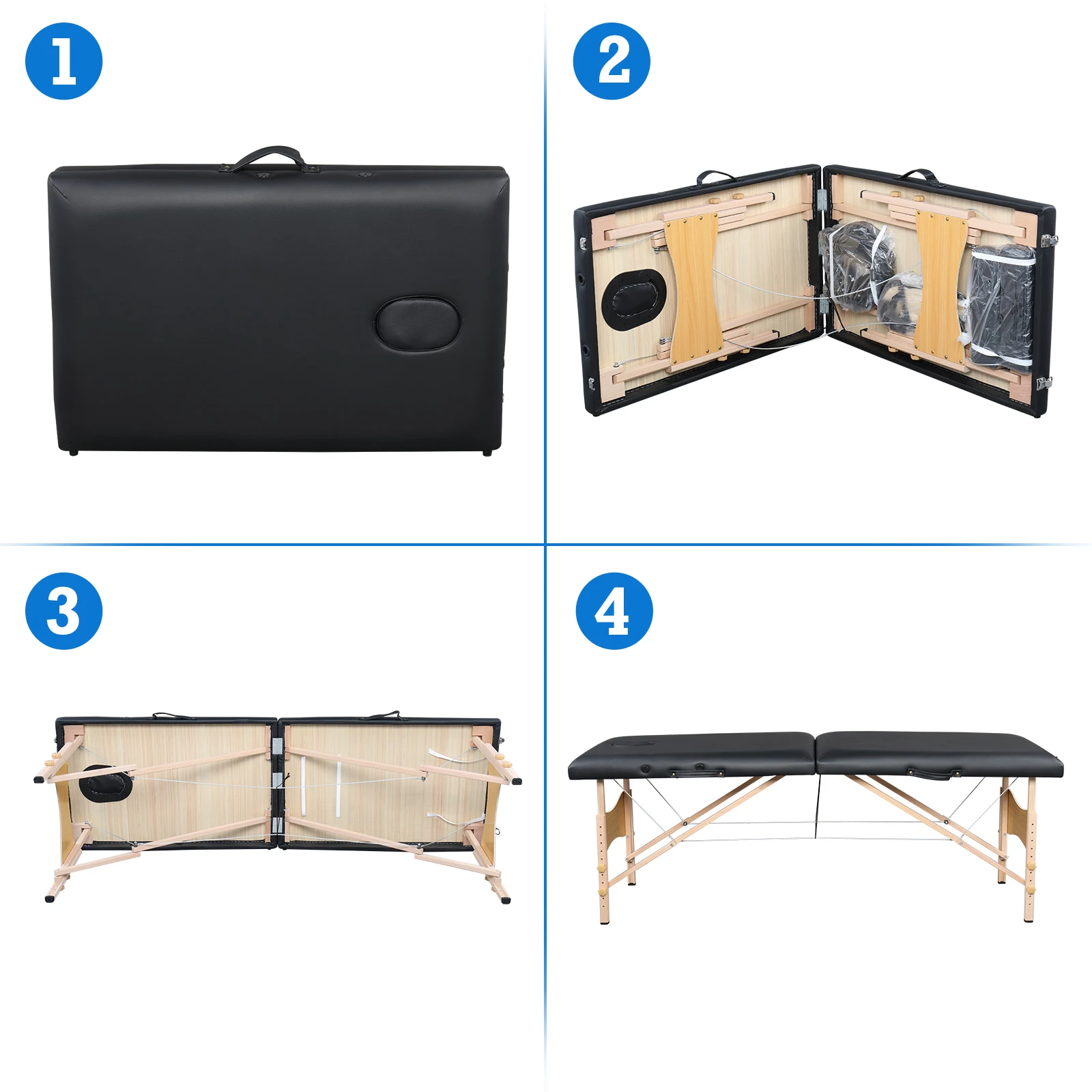 Black Beauty Massage Table Bed Salon 2 Sections Folding Portable Adjustable Height Comfortable Professional Home Beech Leg PVC
Black Beauty Massage Table Bed Salon 2 Sections Folding Portable Adjustable Height Comfortable Professional Home Beech Leg PVC