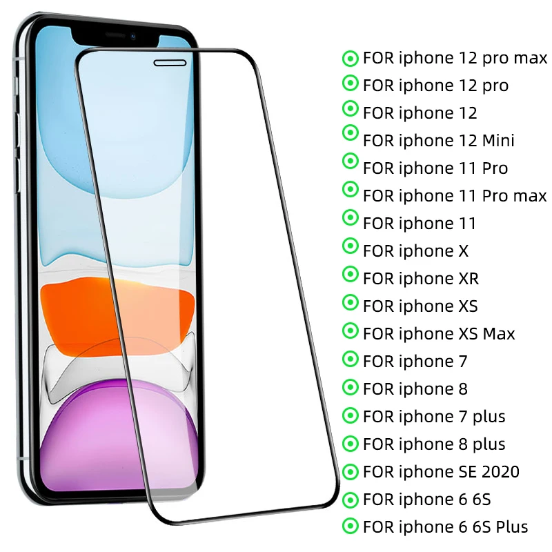 3D Защитное стекло для iPhone 11 12 Pro Max XS XR X закаленное Защита экрана 7 8 12Mini SE2020 6 6S Plus