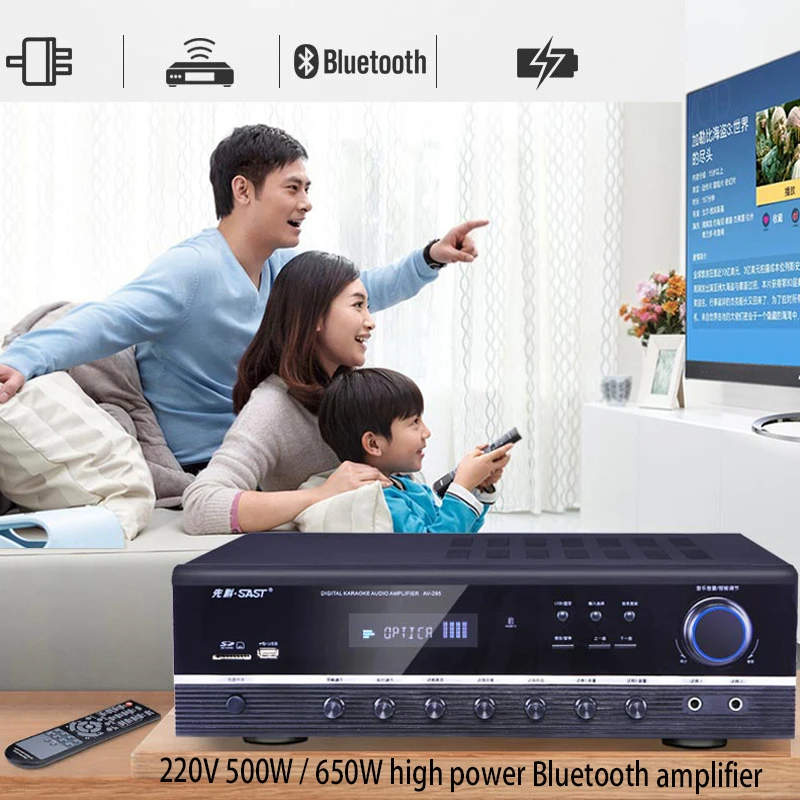 KYYSLB 220V 500W 650W AV-295 Bluetooth Amplifier High Power Subwoofer 5.1 Home Theater Hifi Amplificador
KYYSLB 220V 500W 650W AV-295 Bluetooth Amplifier High Power Subwoofer 5.1 Home Theater Hifi Amplificador