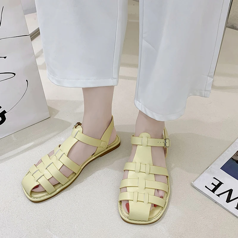Sandal For Women 2021 Summer New Weave Leather Flats Sandals Ladies Shallow Buckle Strap Solid Women's Shoes Sandalias Mujer
Sandal For Women 2021 Summer New Weave Leather Flats Sandals Ladies Shallow Buckle Strap Solid Women's Shoes Sandalias Mujer
