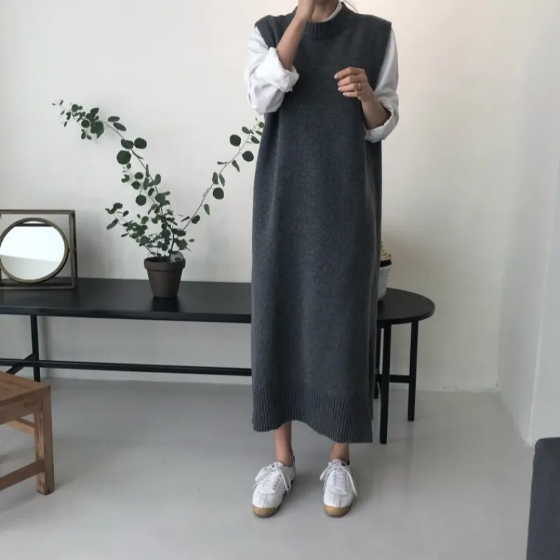 Women Autumn Long Tank Sweater Dress Sleeveless Straight Vestidos Mujer Plus Size Robe Pull Femme Casual Sukienki Jurken Jurk
Women Autumn Long Tank Sweater Dress Sleeveless Straight Vestidos Mujer Plus Size Robe Pull Femme Casual Sukienki Jurken Jurk