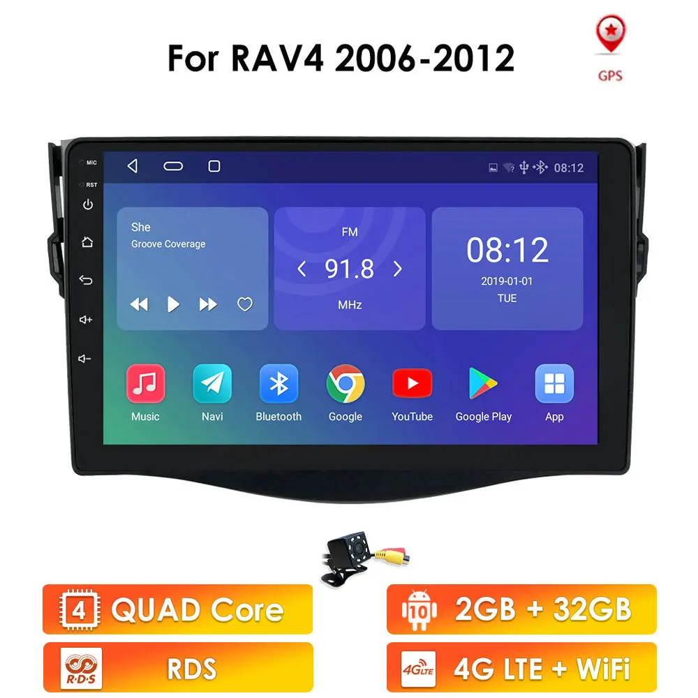 4G 6 with DSP 9" Touch Screen Android 10 Quad Core Car DVD Stereo Player For Toyota RAV4 2006-2012 DVR DAB WIFI USB OBD2 RDS 
4G 6 with DSP 9" Touch Screen Android 10 Quad Core Car DVD Stereo Player For Toyota RAV4 2006-2012 DVR DAB WIFI USB OBD2 RDS