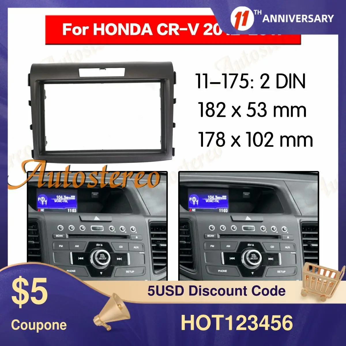Car radio Frame Panel Auto Radio Stereo Fascia For 2012 HONDA CRV 2DIN AutoStereo Interface Dash CD Trim Installation Kit
Car radio Frame Panel Auto Radio Stereo Fascia For 2012 HONDA CRV 2DIN AutoStereo Interface Dash CD Trim Installation Kit