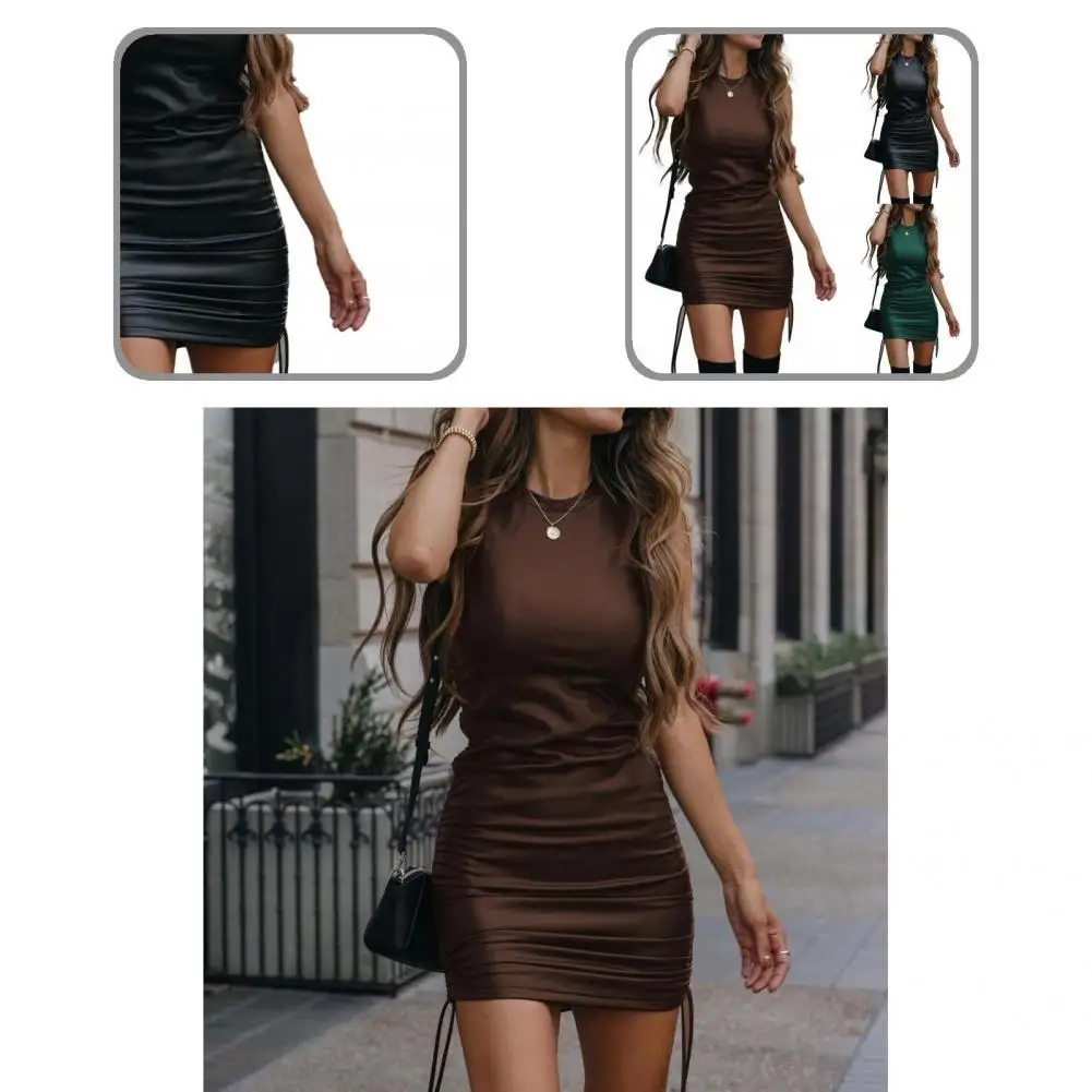 Slim Stylish Drawstring Pleated Mini Dress Women Autumn Dress Solid Color for Dating
Slim Stylish Drawstring Pleated Mini Dress Women Autumn Dress Solid Color for Dating