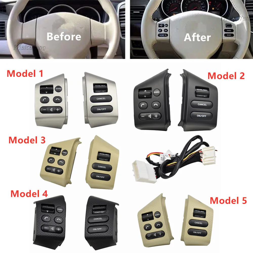 

Кнопки для стайлинга автомобилей, для Nissan Sylphy 2005-2017 Tiida 2005-2008, Livina 2007-2010, переключатель управления рулевым колесом с проводом