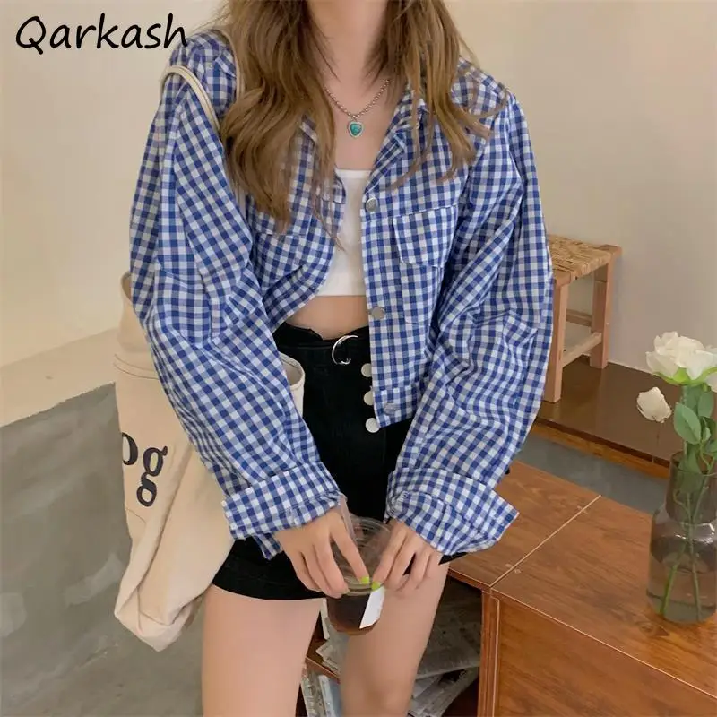 Plaid Jackets Women Cropped Single Breasted Korean Style Simple Vintage All-match Students Street Leisure Chic Outwear Ladies
Plaid Jackets Women Cropped Single Breasted Korean Style Simple Vintage All-match Students Street Leisure Chic Outwear Ladies