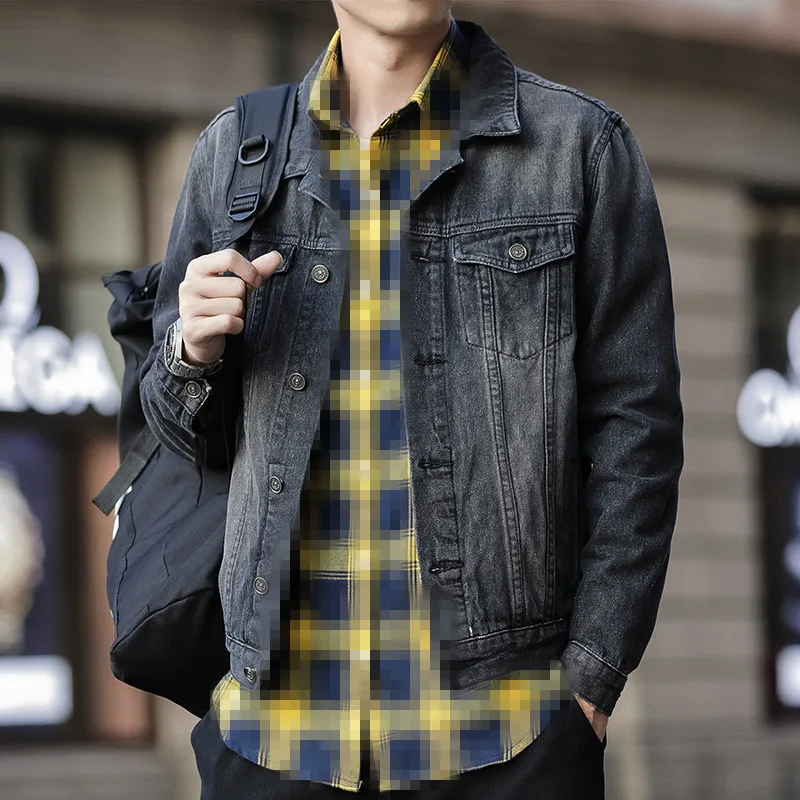 Denim Jacket Men Coat Dark Blue Casual Denim Jacket Cotton Turn-down Collar Long Sleeve Denim Bomber Jackets For Man 
Denim Jacket Men Coat Dark Blue Casual Denim Jacket Cotton Turn-down Collar Long Sleeve Denim Bomber Jackets For Man