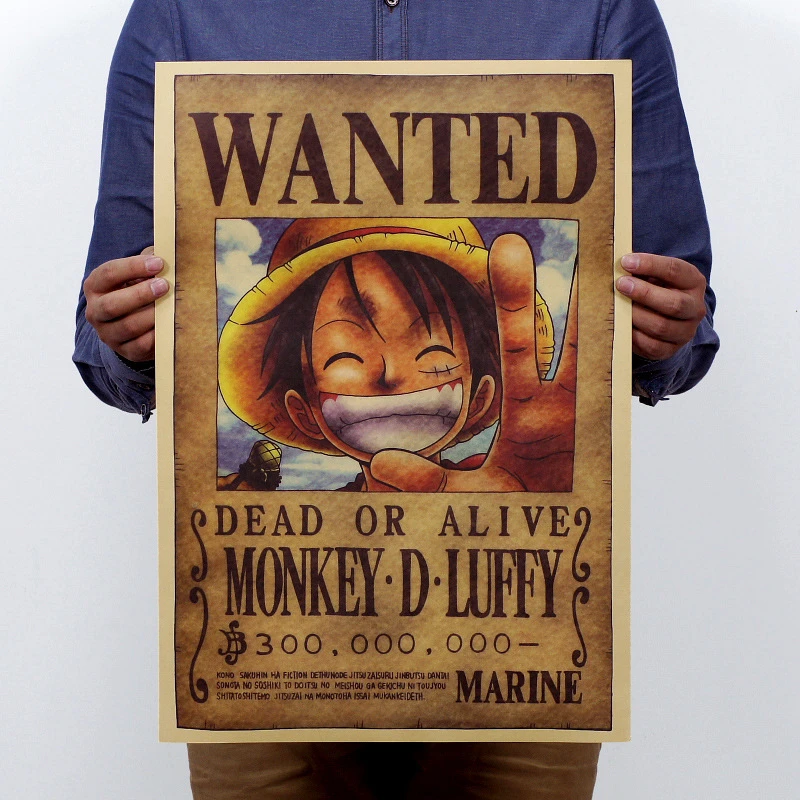 Декор для стен в винтажном стиле Luffy Wanted плакат аниме ретро крафт бумаги детской