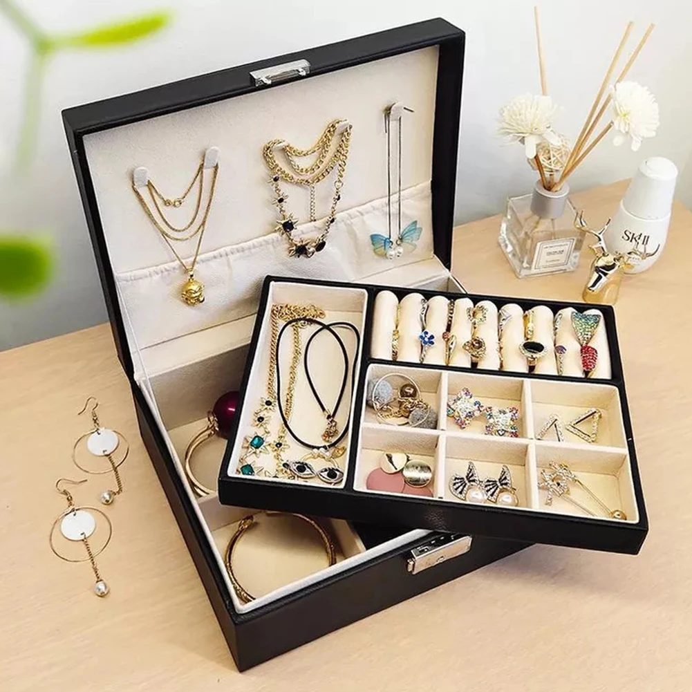 New High Capacity Leather Jewelry Box Travel Jewelry Organizer Multifunction Earring Ring Necklace Storage Box Women Gifts
New High Capacity Leather Jewelry Box Travel Jewelry Organizer Multifunction Earring Ring Necklace Storage Box Women Gifts