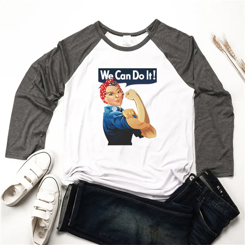 We Can Do It Letter Print T shirt Cute Working Woman Graphic Tshirts O-neck Long Raglan Sleeve T-shirt Causal Harajuku Clothes
We Can Do It Letter Print T shirt Cute Working Woman Graphic Tshirts O-neck Long Raglan Sleeve T-shirt Causal Harajuku Clothes