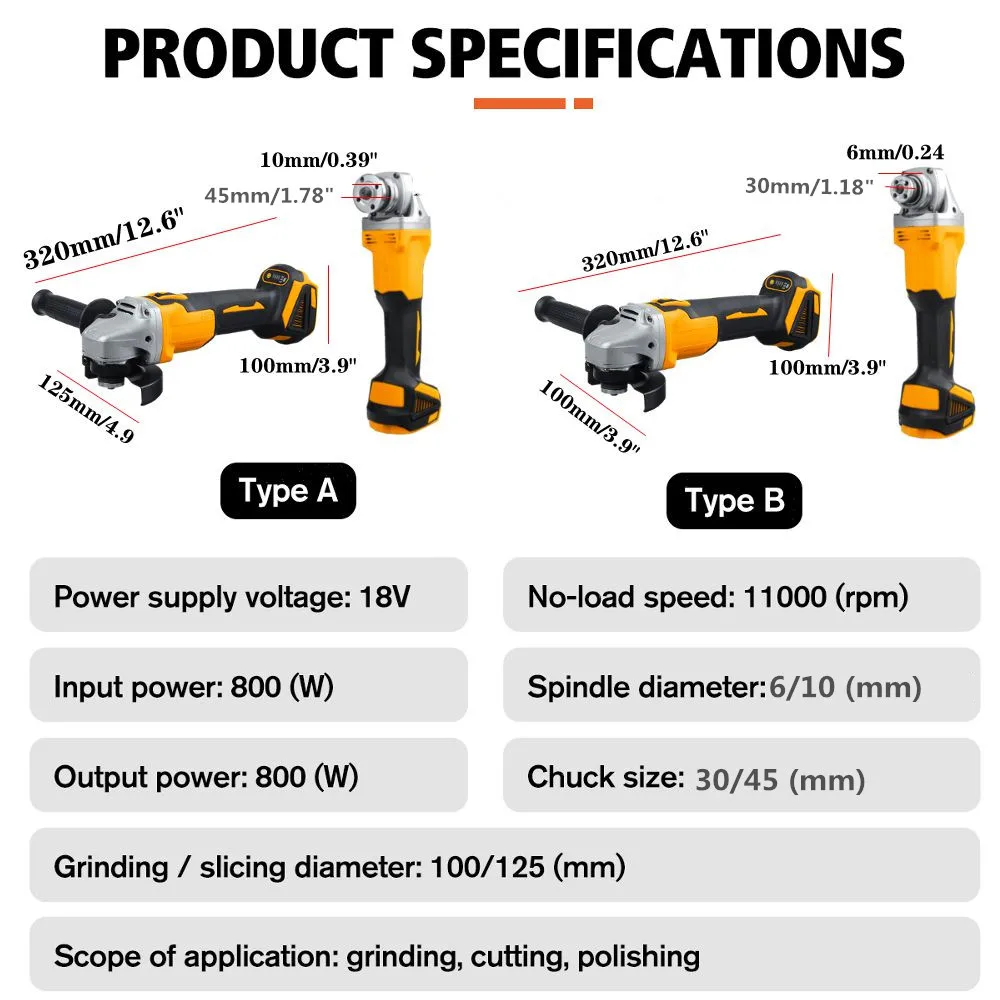 125/100mm 4 Speed Brushless Electric Angle Grinder Grinding Machine Cordless DIY Woodworking Power Tool For Makita 18V Battery
125/100mm 4 Speed Brushless Electric Angle Grinder Grinding Machine Cordless DIY Woodworking Power Tool For Makita 18V Battery