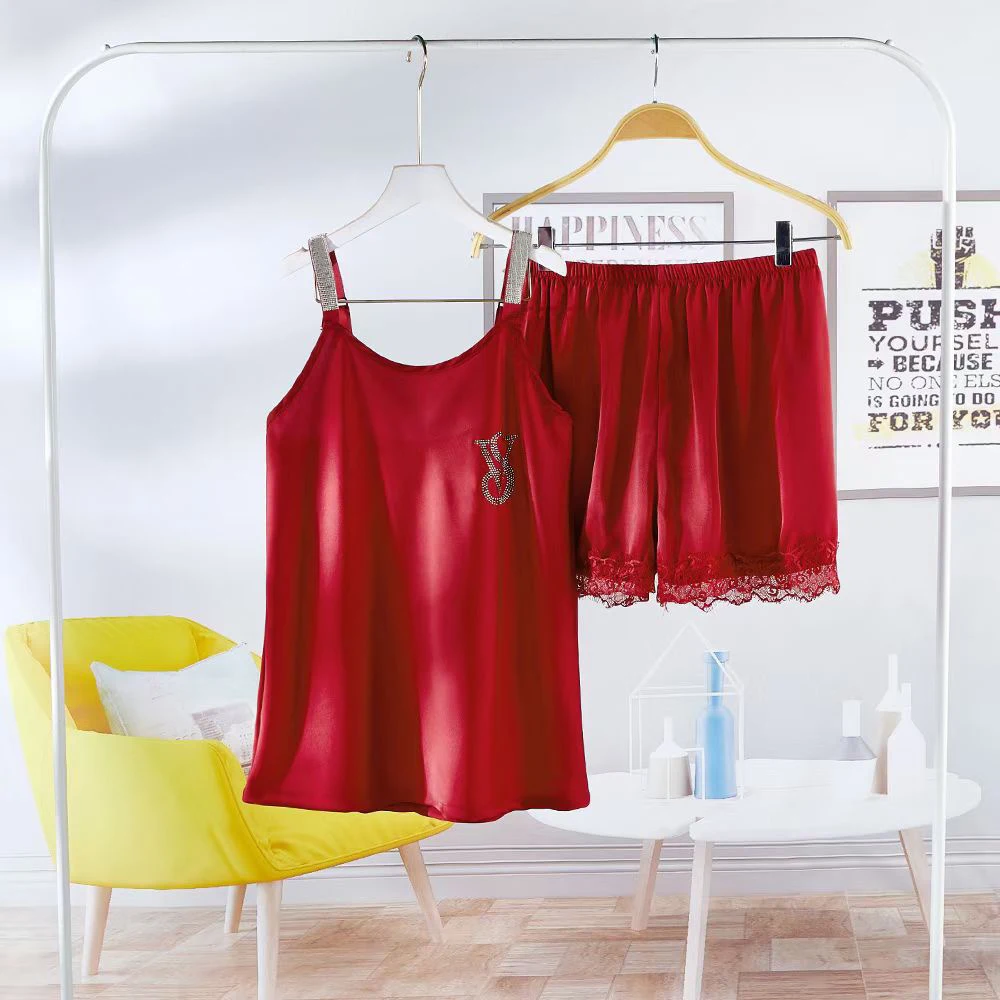 NEW Women Sexy Lace Pajamas Sets Fashion Rhinestone Brand Design Summer 2 Piece Nightwear Shorts Lingerie Sets Home Wear Clothes
NEW Women Sexy Lace Pajamas Sets Fashion Rhinestone Brand Design Summer 2 Piece Nightwear Shorts Lingerie Sets Home Wear Clothes