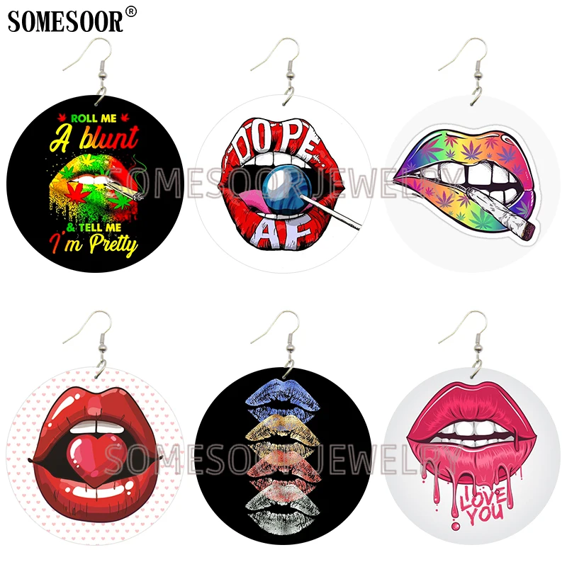 SOMESOOR African Style Open Sexy Lips Double Sides Printing Wood Drop Fashion Cute Earring Pendants For Women
SOMESOOR African Style Open Sexy Lips Double Sides Printing Wood Drop Fashion Cute Earring Pendants For Women