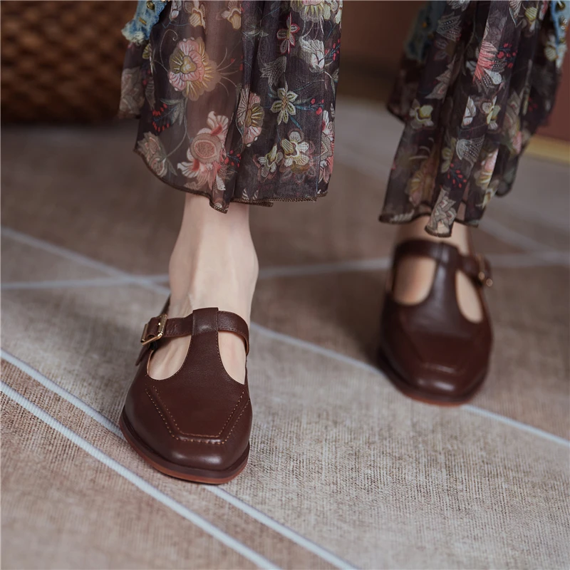 VERCONAS Retro Concise Casual Women Pumps Spring Summer T-Strap Comfortable Low Heels High Quality Genuine Leather Shoes Woman
VERCONAS Retro Concise Casual Women Pumps Spring Summer T-Strap Comfortable Low Heels High Quality Genuine Leather Shoes Woman