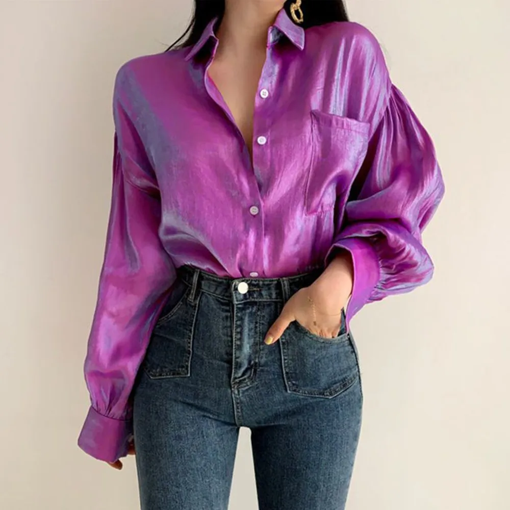 Satin Shirt Blouse Women Fashion Lapel Plus Size Pocket Long Lantern Sleeve Office Lady Cool Oversize Boyfriend Satin Shirt Tops
Satin Shirt Blouse Women Fashion Lapel Plus Size Pocket Long Lantern Sleeve Office Lady Cool Oversize Boyfriend Satin Shirt Tops