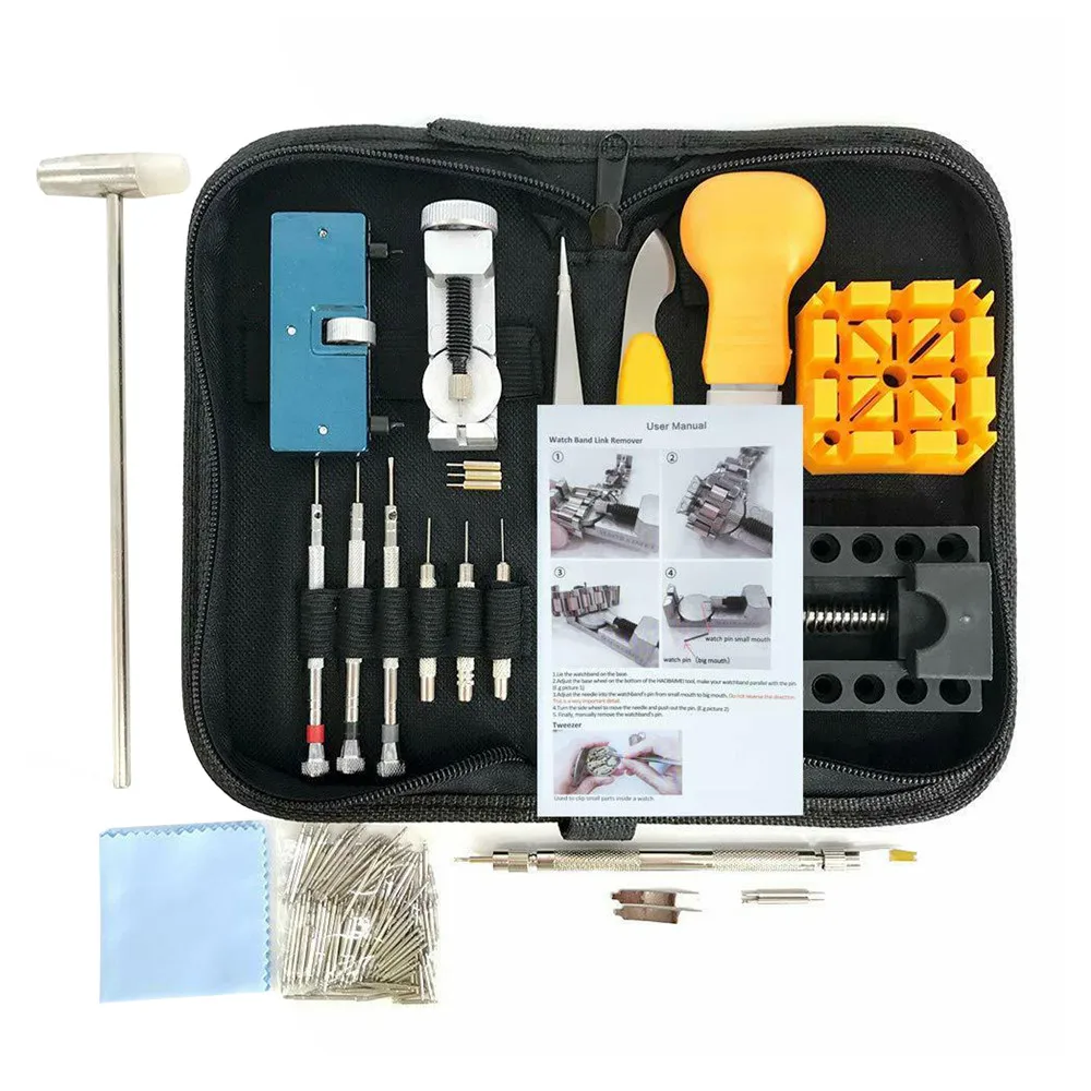 168 Pcs Watch Hand Repair Tools Set Portable Stainless Steel Home Professional Watch Battery Spring Bars Hand Repair Tools Kits
168 Pcs Watch Hand Repair Tools Set Portable Stainless Steel Home Professional Watch Battery Spring Bars Hand Repair Tools Kits