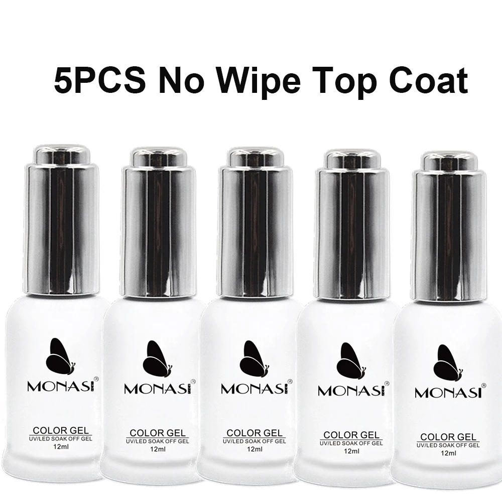 MONASI Gel Polish Base and Top Coat For Nails ,12ML Soak Off Long Lasting Glossy Shiny Gel Nail Polish 5PCS/LOT 
MONASI Gel Polish Base and Top Coat For Nails ,12ML Soak Off Long Lasting Glossy Shiny Gel Nail Polish 5PCS/LOT