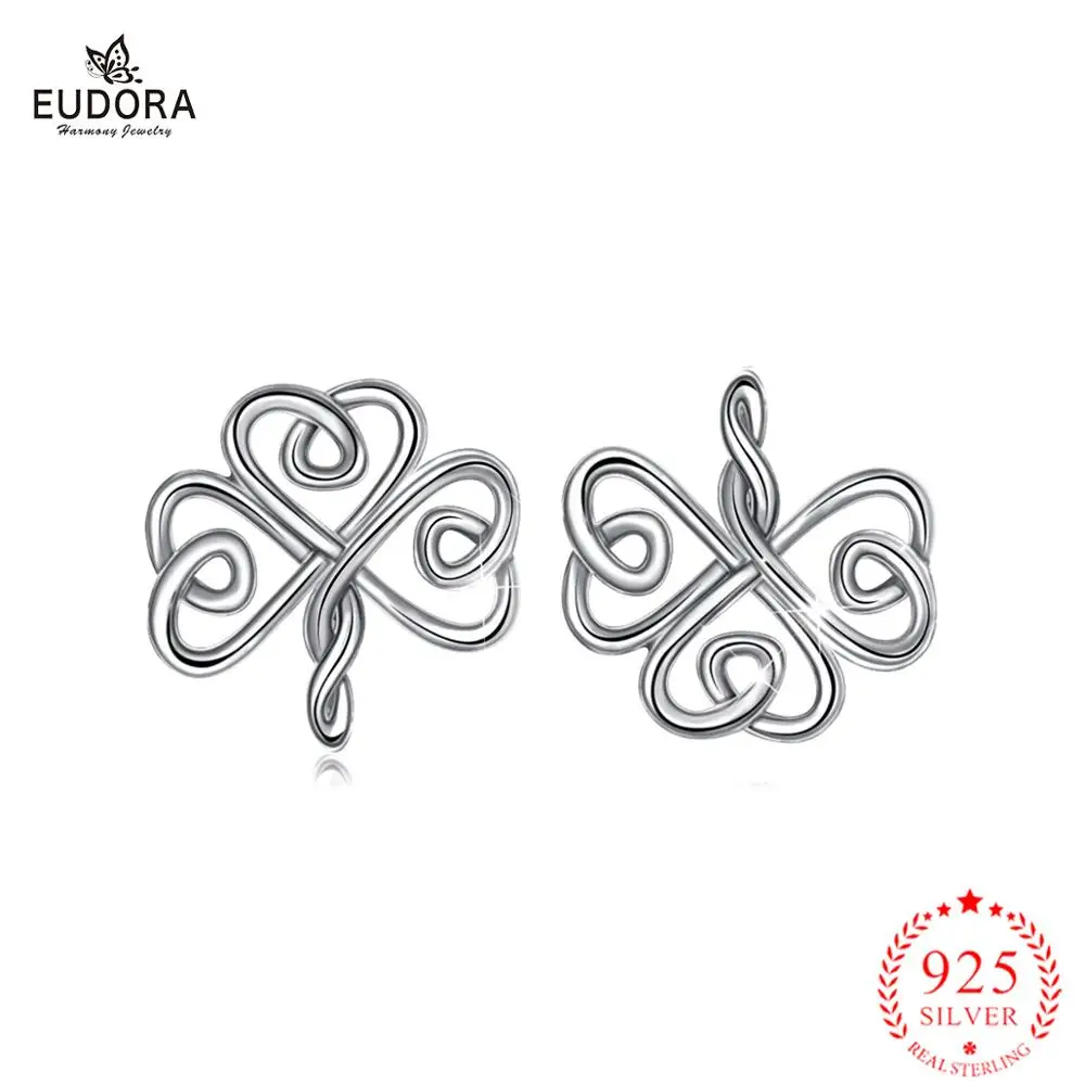 EUDORA 100% 925 Sterling silver Celtic Knot Stud Earring Good Luck Shamrock Earrings Jewelry for Women girl birthday gift CYE107
EUDORA 100% 925 Sterling silver Celtic Knot Stud Earring Good Luck Shamrock Earrings Jewelry for Women girl birthday gift CYE107