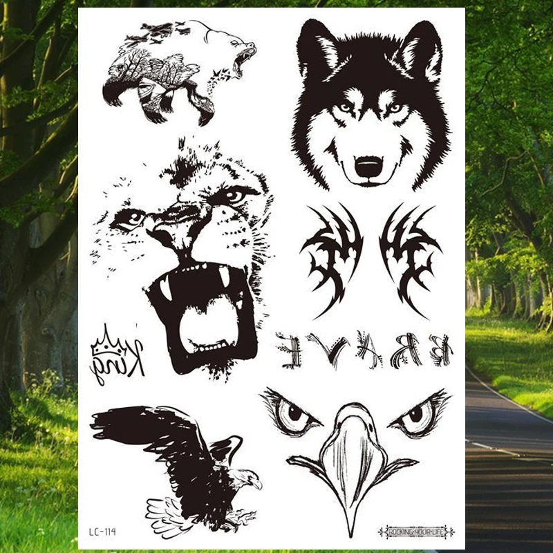 Black Retro Temporary Tattoos Stickers for Men Women Forest Fiercely Bear Wolf Dog Eagle Tatoo Waterproof Fake Tattoo Art Tatoo
Black Retro Temporary Tattoos Stickers for Men Women Forest Fiercely Bear Wolf Dog Eagle Tatoo Waterproof Fake Tattoo Art Tatoo