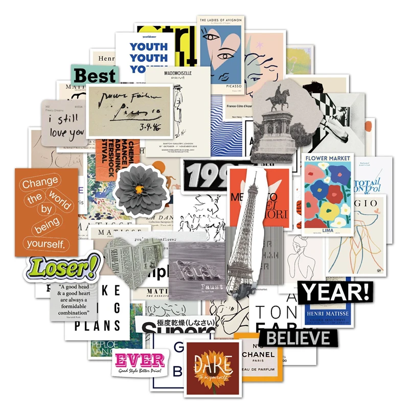10/30/50 pcs French Pop Art Collage Manual Stickers Skateboard Laptop Luggage Phone Car Guitar Graffiti Sticker Decals Kids Toy
10/30/50 pcs French Pop Art Collage Manual Stickers Skateboard Laptop Luggage Phone Car Guitar Graffiti Sticker Decals Kids Toy