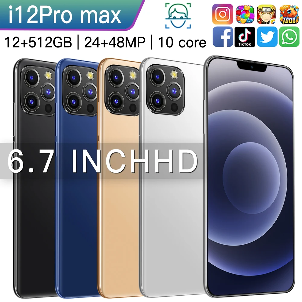 2021New Global Version i12Pro Max Smartphone 6.7Inch 12+512GB 5800mAh Dual SIM Dual Standby Support Face ID 5G Android CellPhone
2021New Global Version i12Pro Max Smartphone 6.7Inch 12+512GB 5800mAh Dual SIM Dual Standby Support Face ID 5G Android CellPhone
