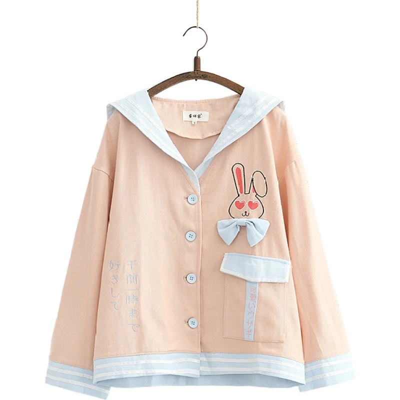 Pink Cartoon Rabbit Embroidery Single Breasted Women Jacket 2020 Autumn Long Sleeve Sailor Collar Sweet Ladies Basic Outwears
Pink Cartoon Rabbit Embroidery Single Breasted Women Jacket 2020 Autumn Long Sleeve Sailor Collar Sweet Ladies Basic Outwears