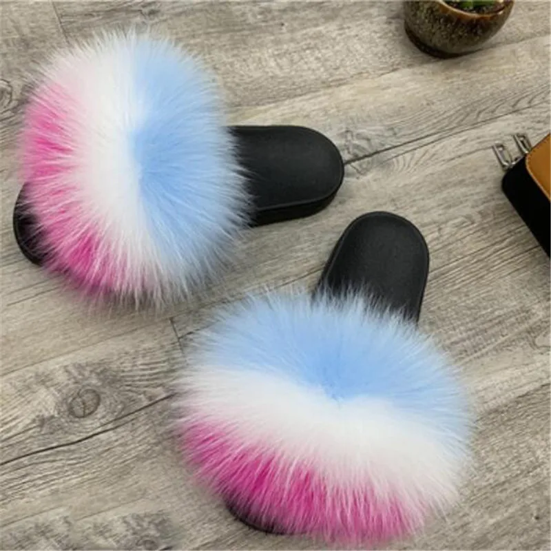 Women's Winter Fox Fur Shoes Fashion Flat Stripe Furry Sandals Women's Fur Slides Indoor Female Fur Shoes Fur Flip Flops 36-45 
Women's Winter Fox Fur Shoes Fashion Flat Stripe Furry Sandals Women's Fur Slides Indoor Female Fur Shoes Fur Flip Flops 36-45