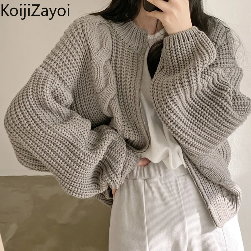 Koijizayoi Women Vintage Solid Crop Sweater Cardigan Casual Loose Office Lady Zipper Kardigan Chic Korean Tops New Arrivals
Koijizayoi Women Vintage Solid Crop Sweater Cardigan Casual Loose Office Lady Zipper Kardigan Chic Korean Tops New Arrivals