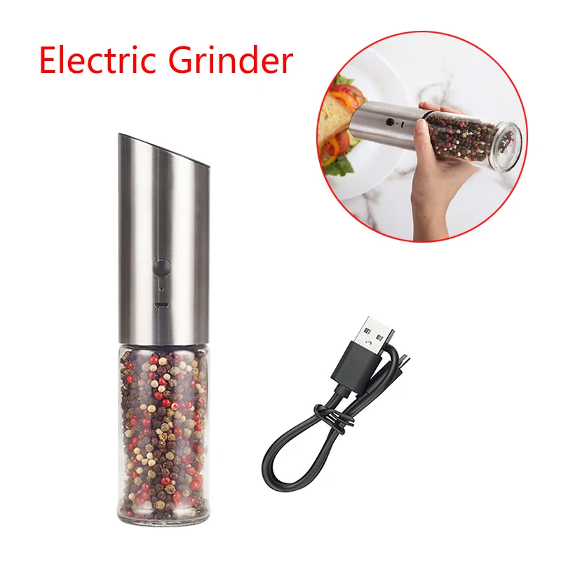 

Stainless Steel Salt and Pepper Grinder USB Rechargeable Electric Grinder Spice Milling Machine Kitchen Automatic Grinder Tool