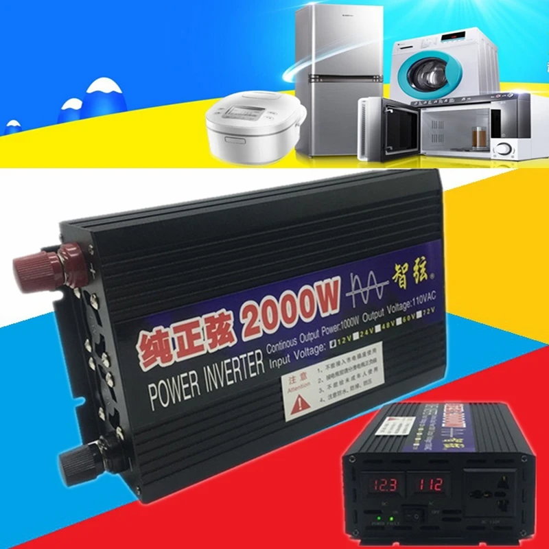 Pure Sine Wave inverter 12V/24V 110V 60Hz 500W/1000W/ 2000W Voltage transformer Power Inverter DC12V to AC 110V Power Converter
Pure Sine Wave inverter 12V/24V 110V 60Hz 500W/1000W/ 2000W Voltage transformer Power Inverter DC12V to AC 110V Power Converter