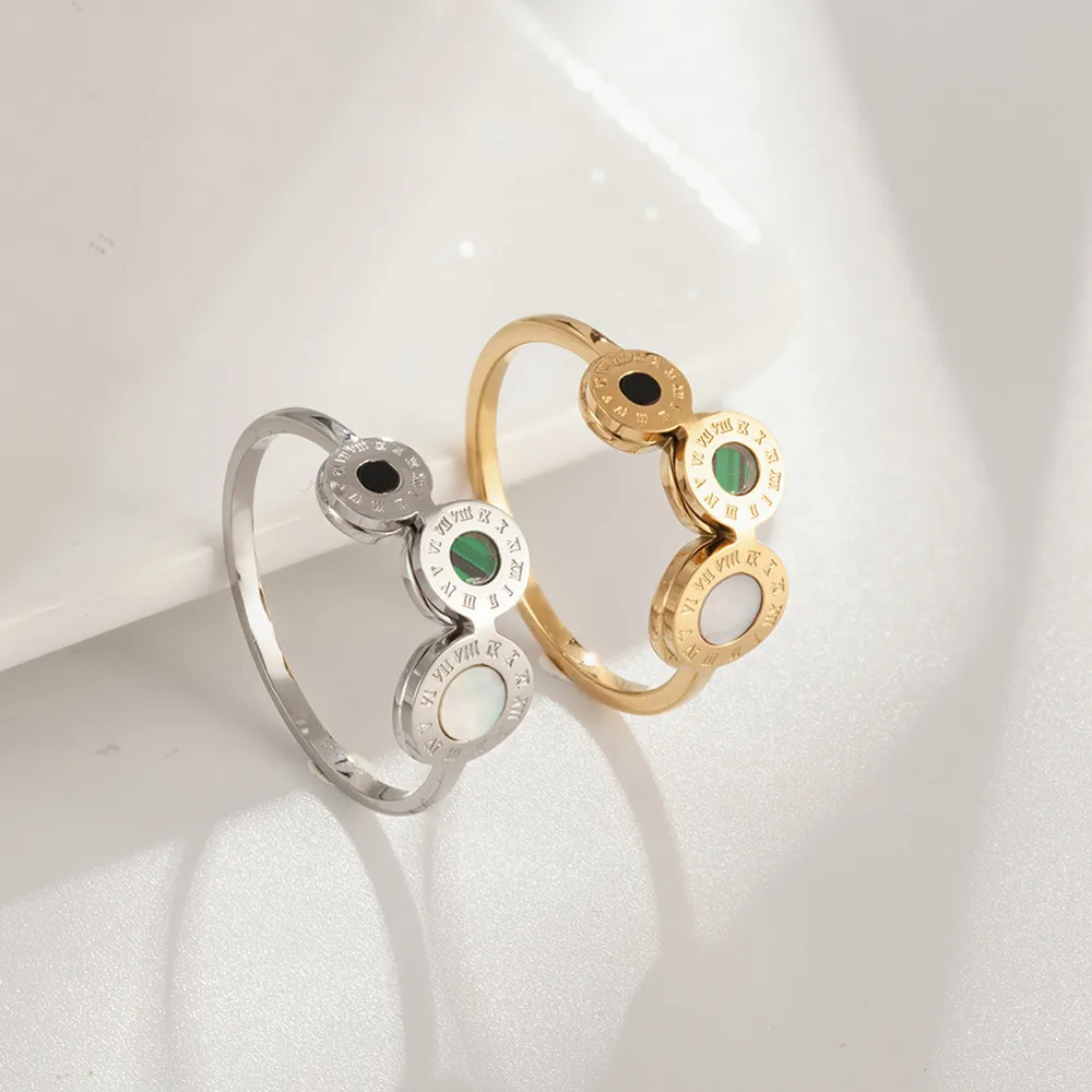 Fashion Simple Roman Malachite Ring Stainless Steel Rose Gold Color Finger Jewelry Rings for Women Luxury Brand Gift
Fashion Simple Roman Malachite Ring Stainless Steel Rose Gold Color Finger Jewelry Rings for Women Luxury Brand Gift