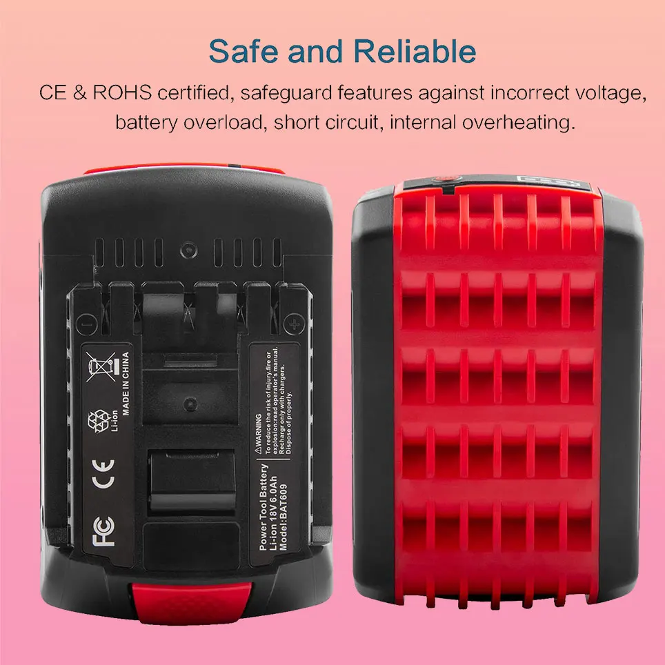 2021 BAT609 18V 6000mAh lithium battery replacement Bosch 18V battery BAT609 BAT610G BAT618G BAT619 Cordless power tool battery 
2021 BAT609 18V 6000mAh lithium battery replacement Bosch 18V battery BAT609 BAT610G BAT618G BAT619 Cordless power tool battery