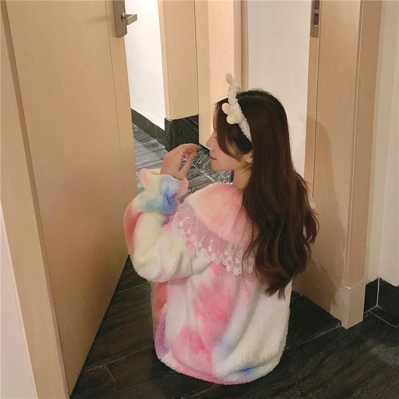 Pajamas Women 2021 Kawaii Casual Coral Fleece Colorful Sleepwear Suit Thick Plush Warmth Sweet and Comfortable Lounge Wear
Pajamas Women 2021 Kawaii Casual Coral Fleece Colorful Sleepwear Suit Thick Plush Warmth Sweet and Comfortable Lounge Wear