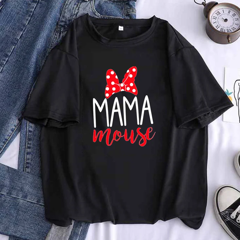 

Mama Mouse Mini Mouse Funny Women Black T Shirt Casual Kawaii Hipster Lip Tees Top Female Harajuku Girl Clothes,Drop Ship