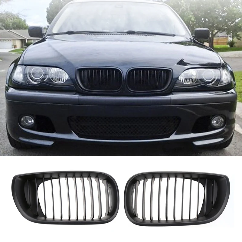 Автомобильная матовая Черная передняя решетка радиатора для BMW E46 4 Door 02 05 320i 325Xi