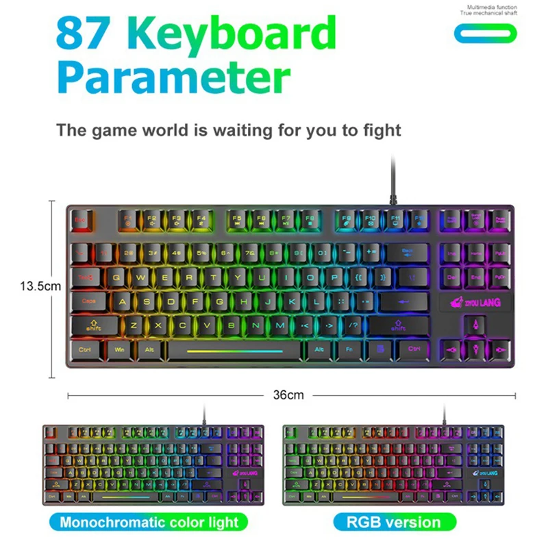 LED Rainbow Backlit Keyboard Mechanical Feeling Gaming Keypads 87 keys PC Laptop USB Wired Keyboards Gamer Keyboard
LED Rainbow Backlit Keyboard Mechanical Feeling Gaming Keypads 87 keys PC Laptop USB Wired Keyboards Gamer Keyboard