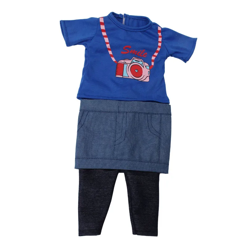 Одежда для кукол девочек 18 дюймов американская Повседневная синяя футболка