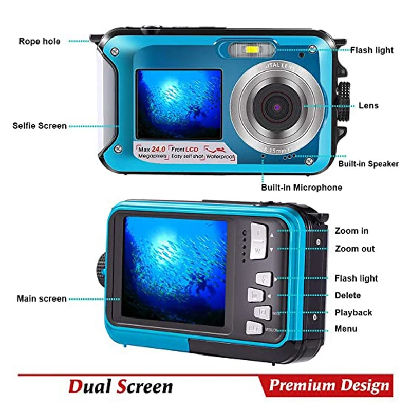 Digital Camera 24MP Dual-Sn Waterproof HD Digital Camera Outdoor 16X Zoom Camera
Digital Camera 24MP Dual-Sn Waterproof HD Digital Camera Outdoor 16X Zoom Camera