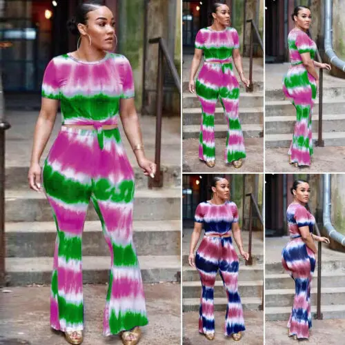 Fashion Womens Crop Top+Wide Legs 2Pcs Short Sleeve O Neck Printed Bodycon Jumpsuit Trousers Party Clubwear 2020 New
Fashion Womens Crop Top+Wide Legs 2Pcs Short Sleeve O Neck Printed Bodycon Jumpsuit Trousers Party Clubwear 2020 New