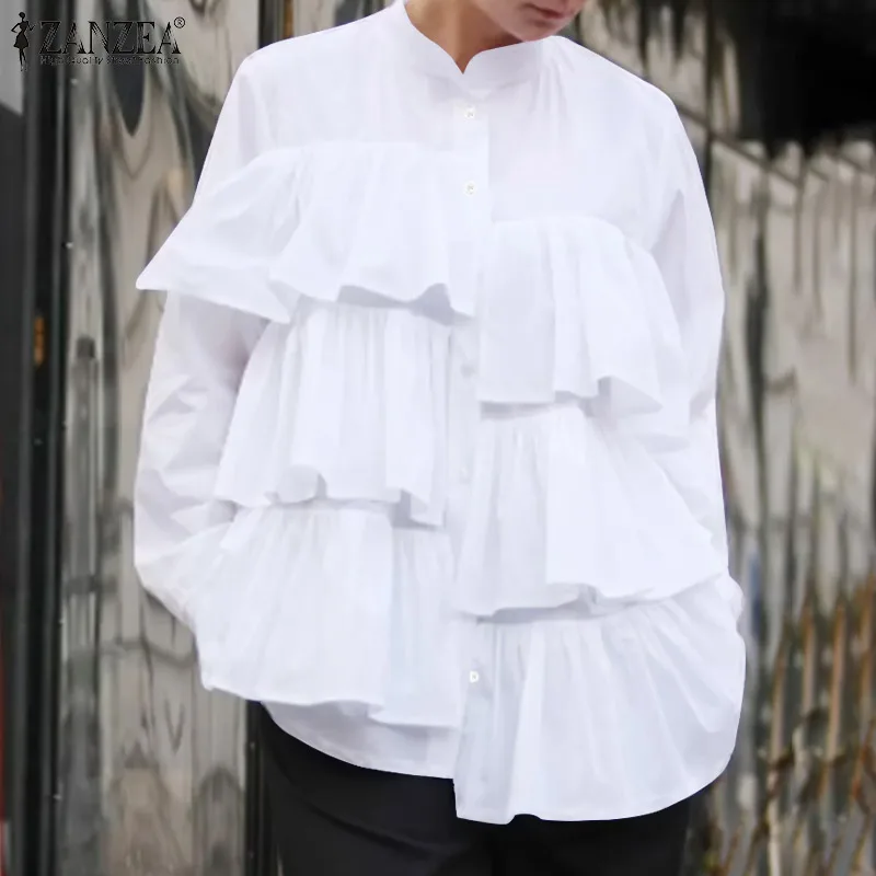 ZANZEA Autumn Long Sleeve Solid Flounce Blouse Oversized Women Elegant Ruffles Shirt Casual Work Blusas Femininas Party Tops
ZANZEA Autumn Long Sleeve Solid Flounce Blouse Oversized Women Elegant Ruffles Shirt Casual Work Blusas Femininas Party Tops