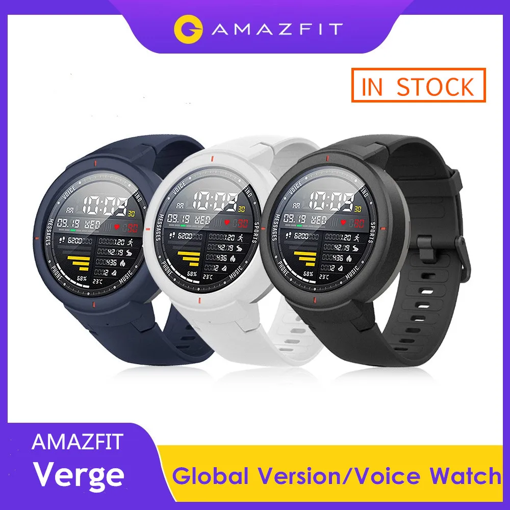 В наличии Оригинальные умные часы Hua mi AMAZFIT Verge gps IP68 AMOLED экран ответ на звонки