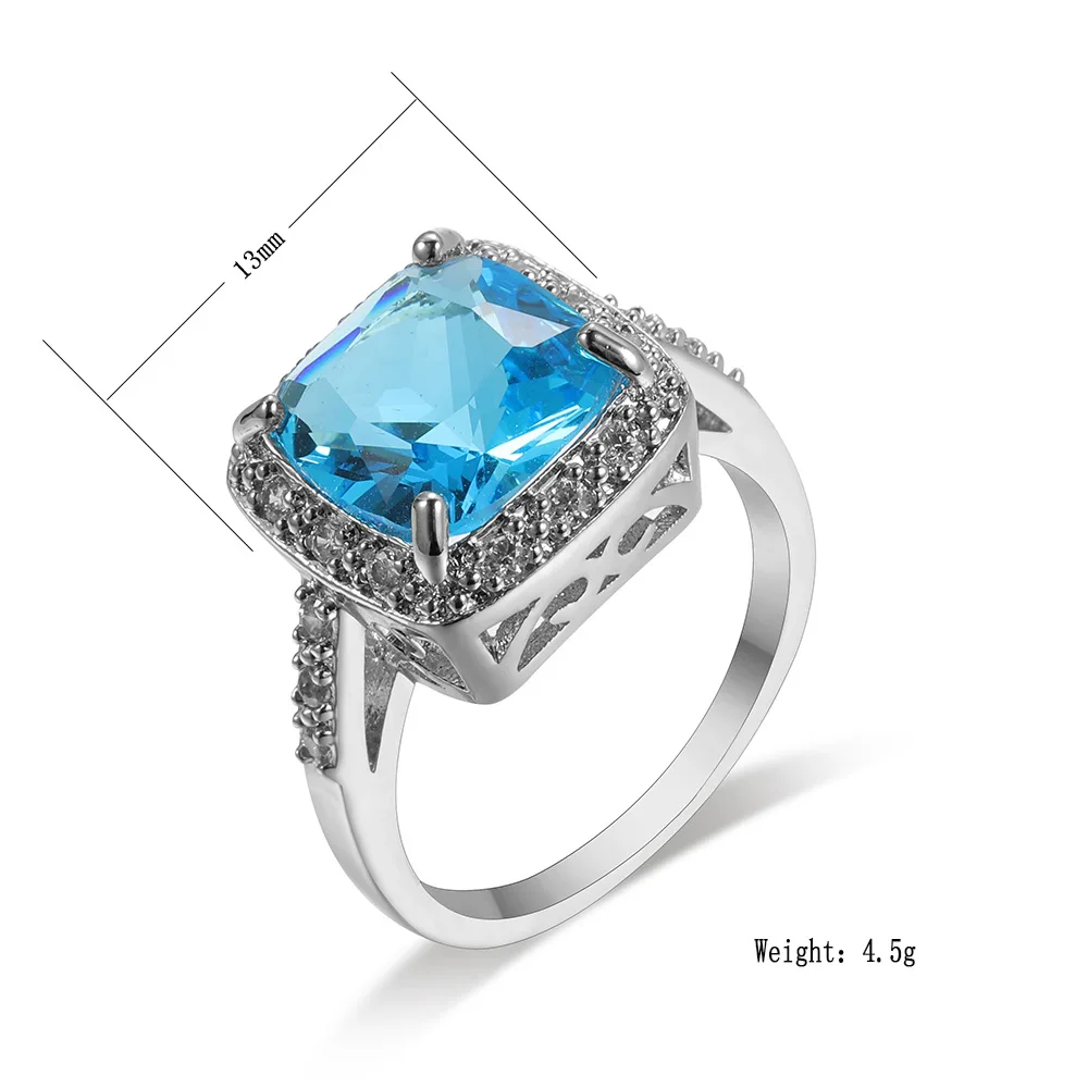 Fashion Three Dimensional Hollow Out Sea Blue Zircon Ring Female Inlaid Shiny Silvery Finger Ring Party Valentine's Day Gift
Fashion Three Dimensional Hollow Out Sea Blue Zircon Ring Female Inlaid Shiny Silvery Finger Ring Party Valentine's Day Gift