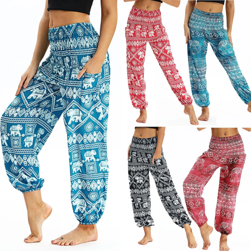 Women Loose Yoga Pants Casual Print Bohemian Style Wide Leg Elastic Waist Travel Festival Feet Tied Czoy Pants Female A20
Women Loose Yoga Pants Casual Print Bohemian Style Wide Leg Elastic Waist Travel Festival Feet Tied Czoy Pants Female A20