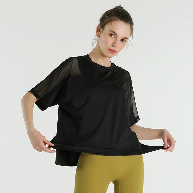 Fashion Yoga Shirt Quick-drying Stretch Loose Running Blouse T-shirt Mesh Stitching Sports Short-sleeved Fitness Crop Top Women
Fashion Yoga Shirt Quick-drying Stretch Loose Running Blouse T-shirt Mesh Stitching Sports Short-sleeved Fitness Crop Top Women